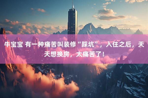 牛宝宝 有一种痛苦叫装修“踩坑”，入住之后，天天想换房，太痛苦了！